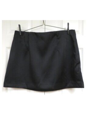 "A New Day" Size 17 Satin Mini Skirt Black Solid